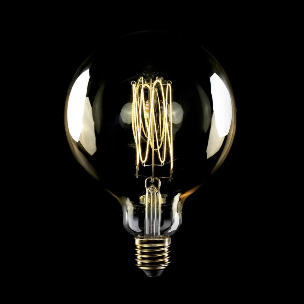 Lâmpada LED Dourada Carbon Line filamento vertical Globo G125 7W 640Lm E27 2700K Regulável - C56