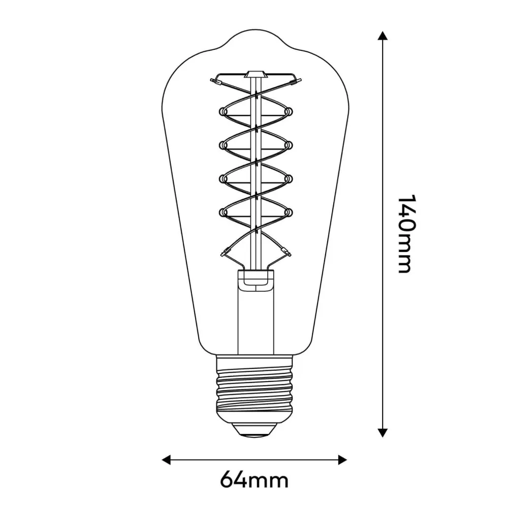 Lâmpada LED Filamento Branco Edison ST64 5,9W 500Lm E27 2700K Regulável - W02