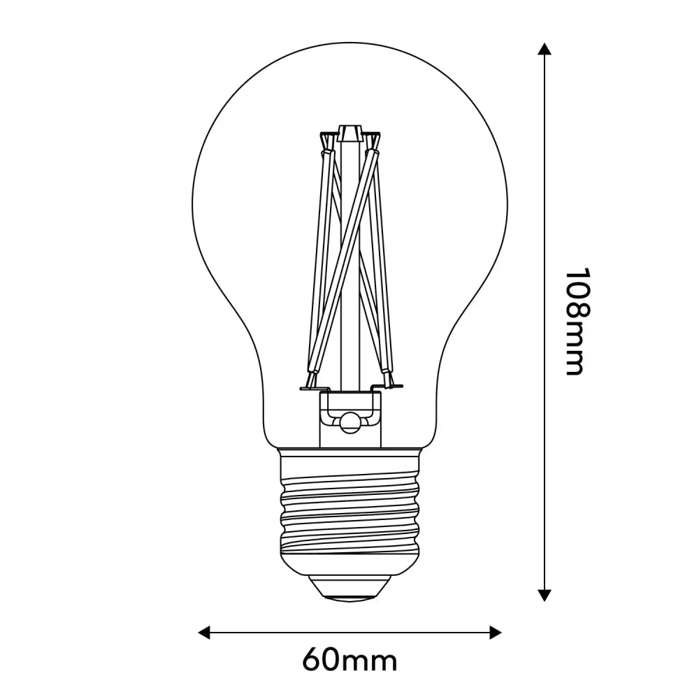 Lâmpada LED filamento cruzado Gota A60 7W 720 lm E27 2200K Dimerizável - X02