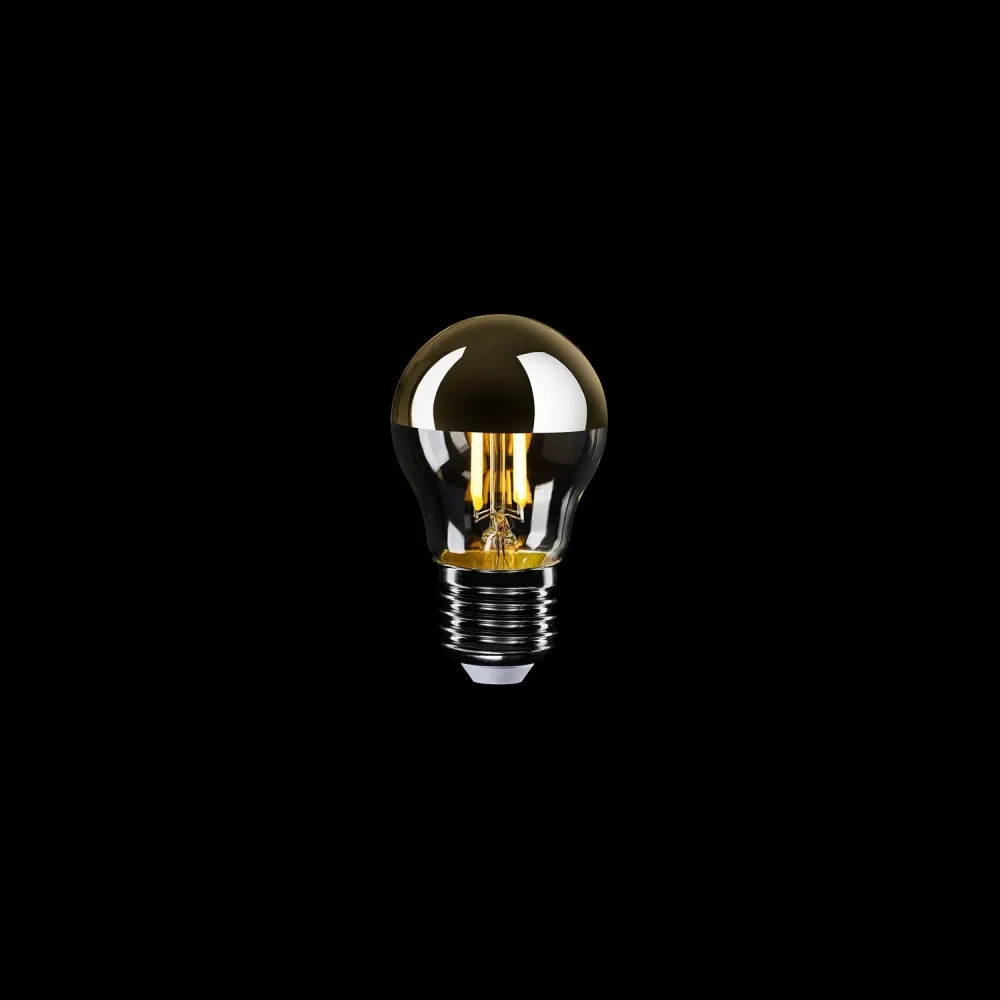 Lâmpada LED Meia Esfera Ouro Mini Globo G45 4,8W 380Lm E27 2700K Dimerizável - A13