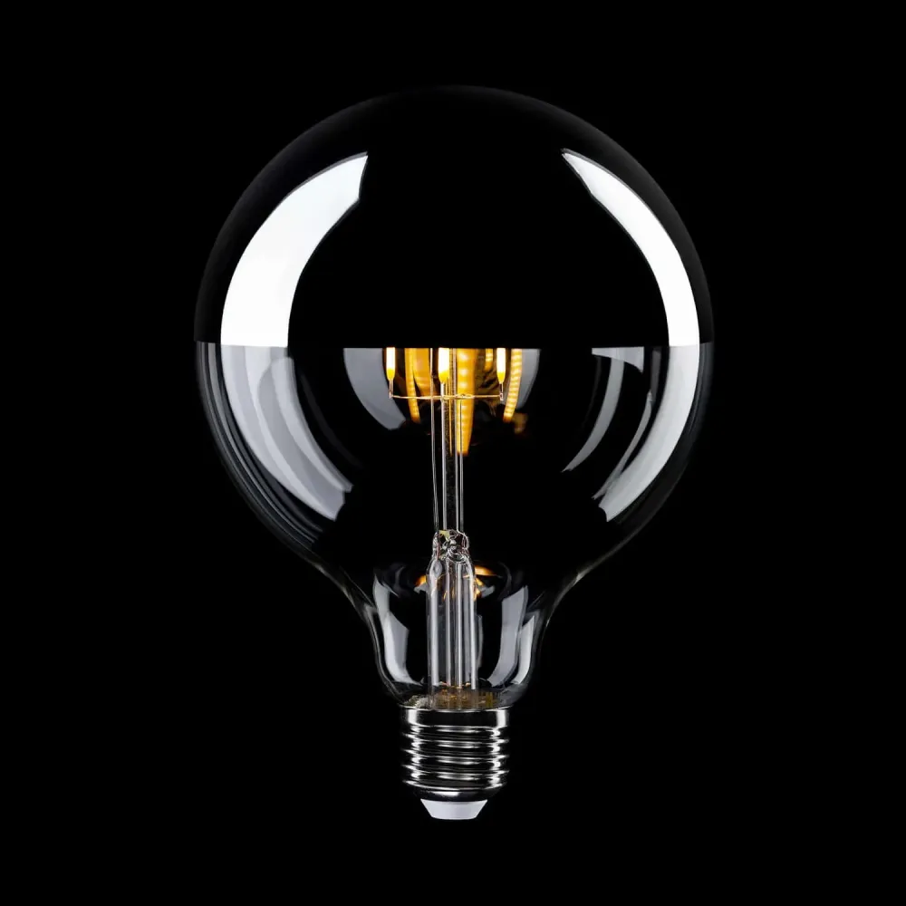 Lâmpada LED Meia Esfera Prata Linha 5V filamento curto Globo G125 1,3W 110Lm E27 2500K Regulável - B05