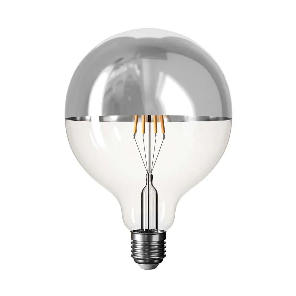 Lâmpada LED Meia Esfera Prata Linha 5V filamento curto Globo G125 1,3W 110Lm E27 2500K Regulável - B05
