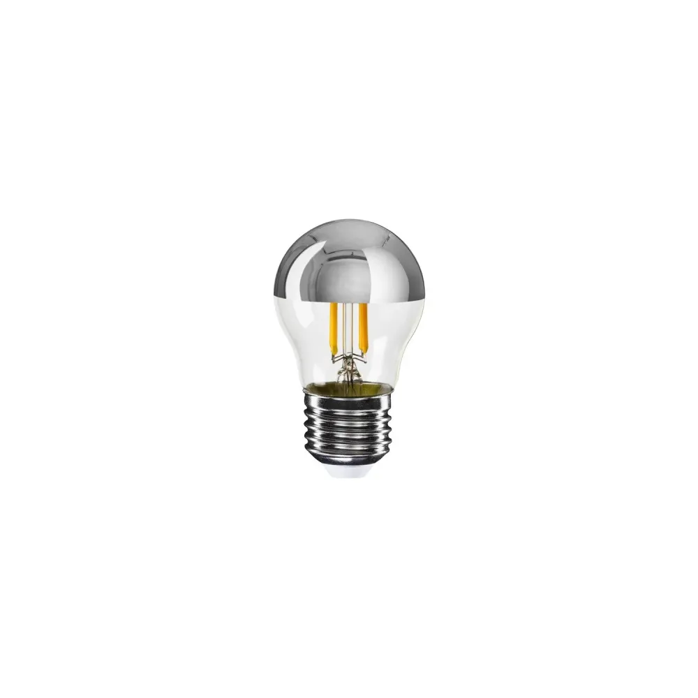 Lâmpada LED Meia Esfera Prata Mini Globo G45 4,8W 380 lm E27 2700K Dimerizável - A03