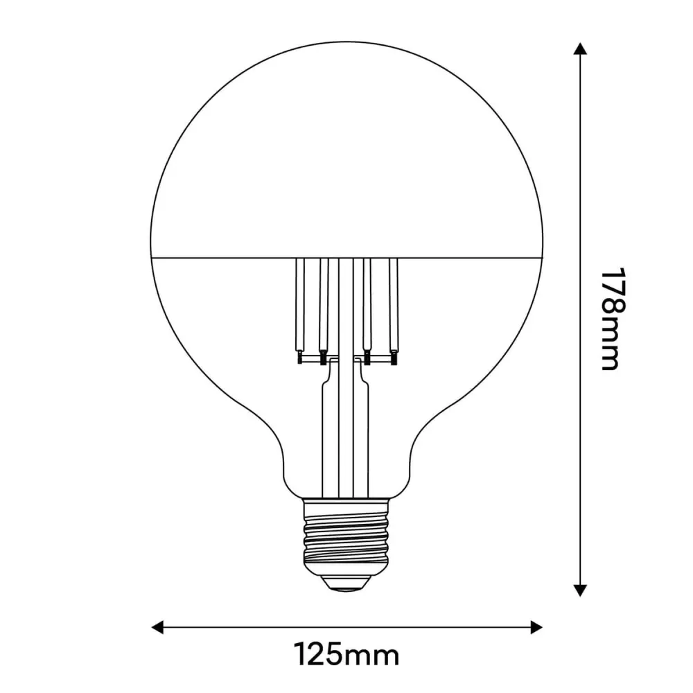 Lâmpada LED Meia Esfera Prateada Globo G125 7W 650Lm E27 2700K Regulável - A05