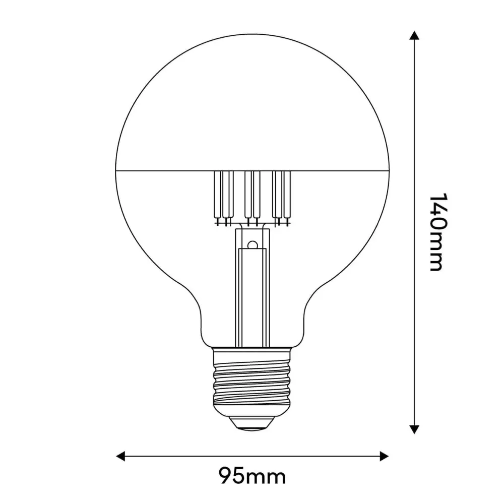Lâmpada LED Meia Esfera Prateada Globo G95 7W 650Lm E27 2700K Regulável - A04