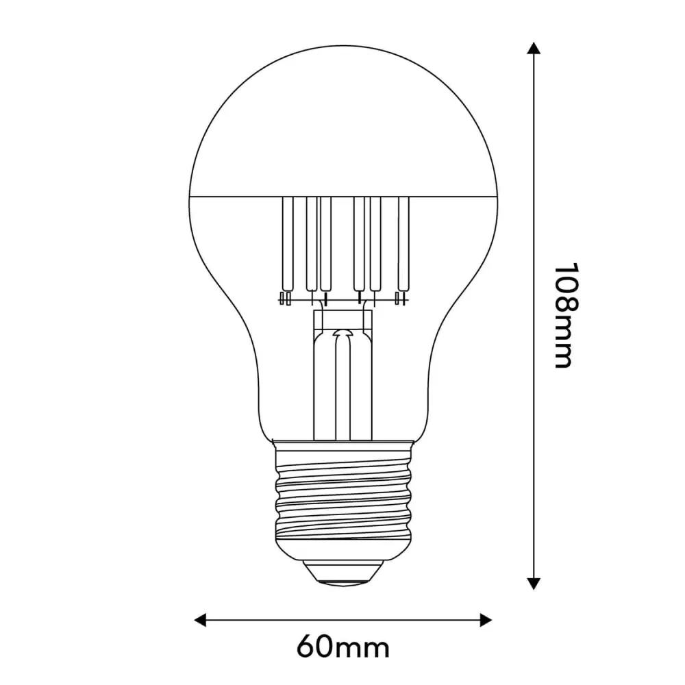 Lâmpada LED Meia Esfera Prateada Gota A60 7W 650Lm E27 2700K Regulável - A02