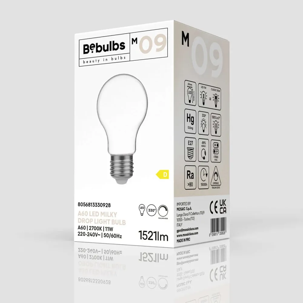 Lâmpada LED Milky Goccia A60 11W 1521Lm E27 2700K Regulável - M09