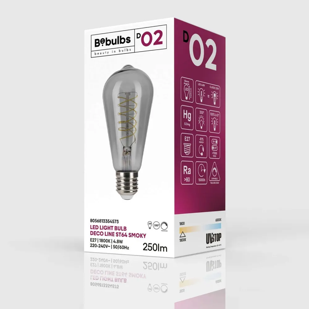 Lâmpada LED Smoky Edison ST64 4,8W 250Lm E27 1800K Regulável - D02