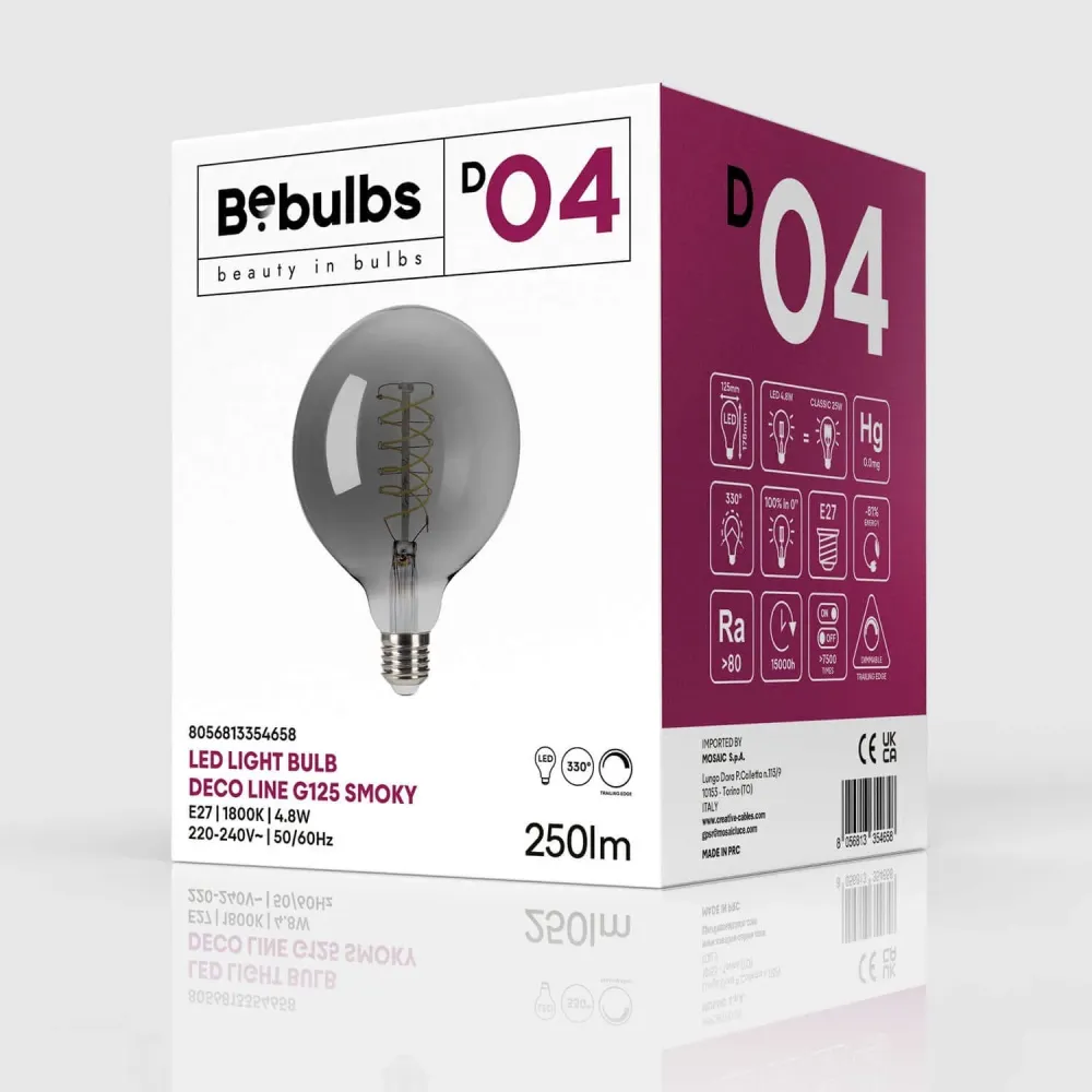 Lâmpada LED Smoky Globo G125 4,8W 250Lm E27 1800K Regulável - D04