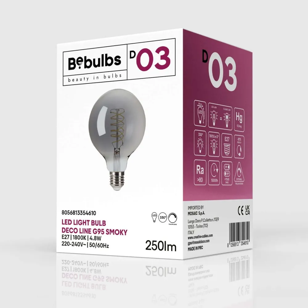 Lâmpada LED Smoky Globo G95 4,8W 250Lm E27 1800K Regulável - D03