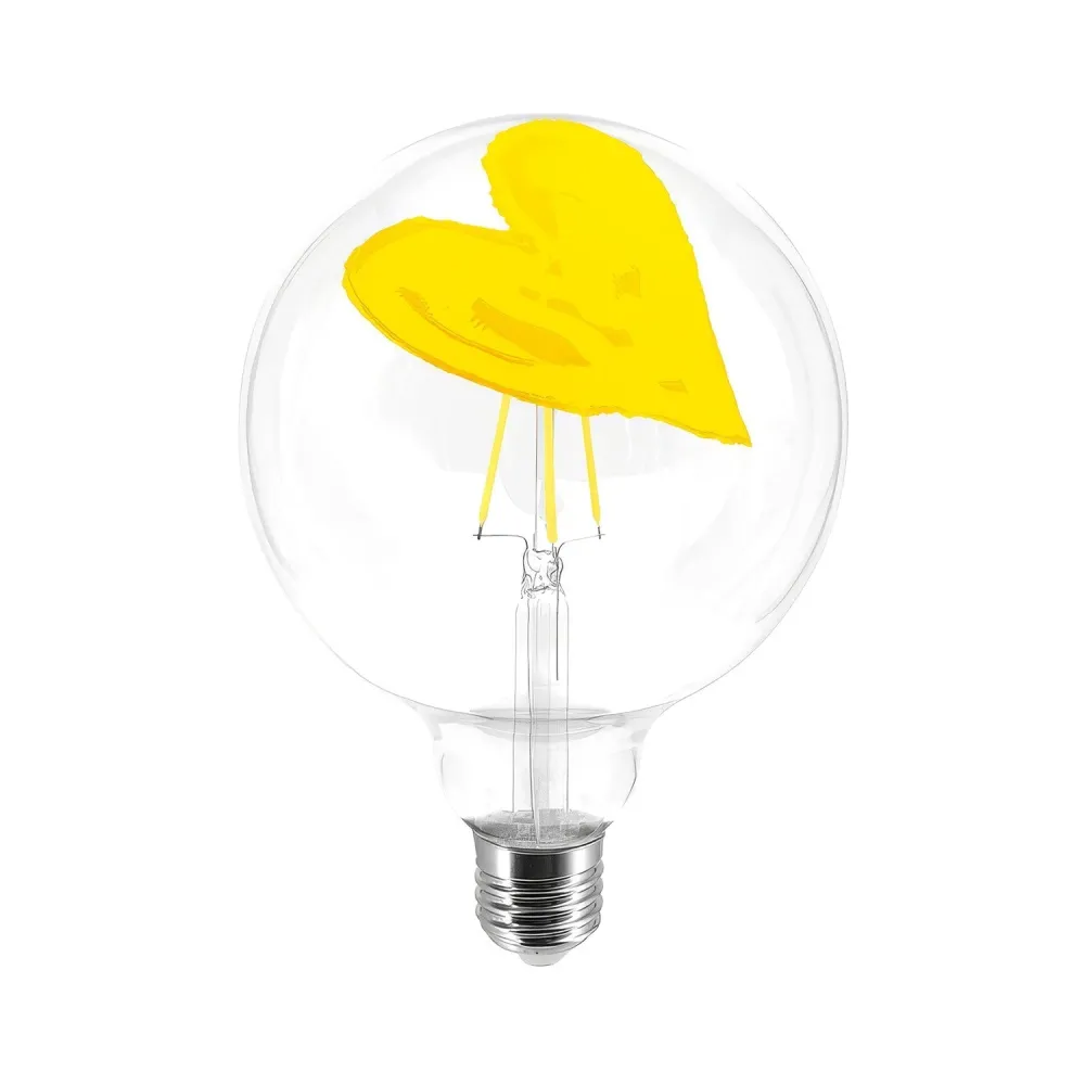 Lâmpada LED Tattoo Pop Heart G125 4,5W 470Lm E27 2700K Dimerizável - Amarelo