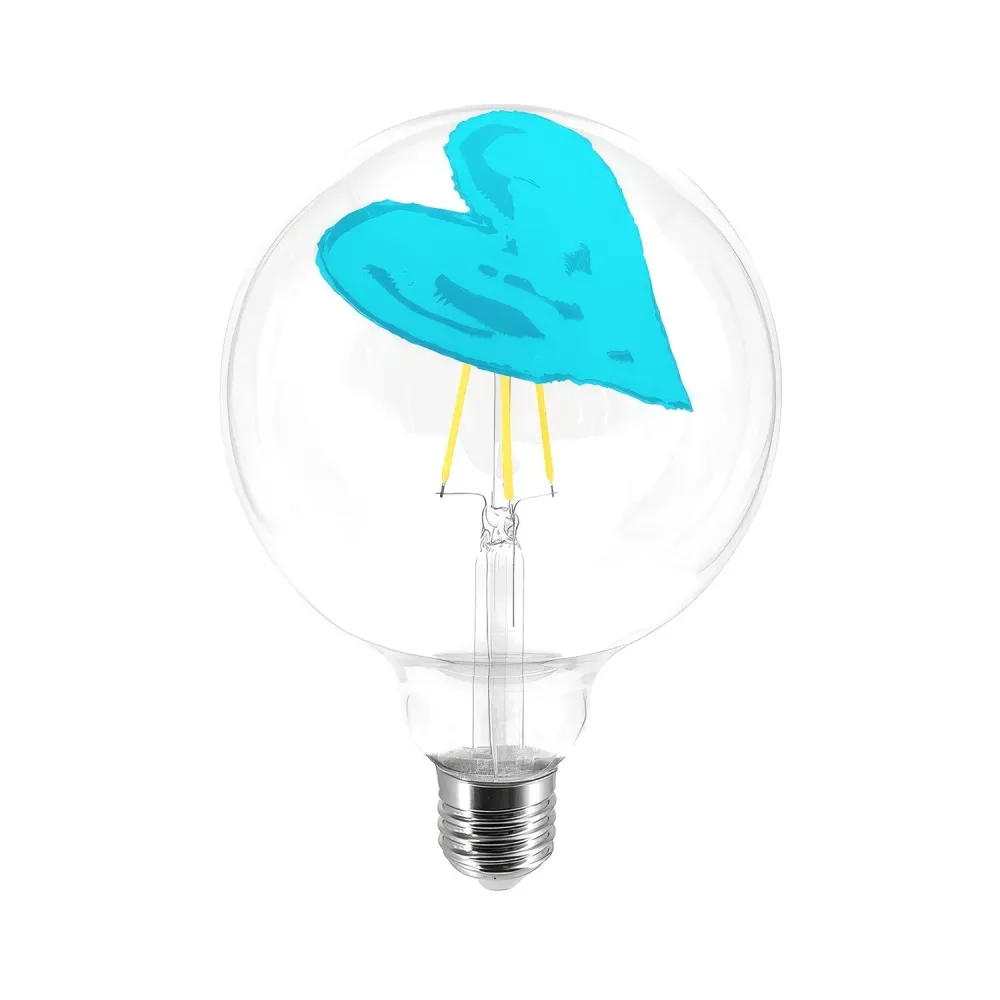 Lâmpada LED Tattoo Pop Heart G125 4,5W 470Lm E27 2700K Dimerizável - Azul‑claro