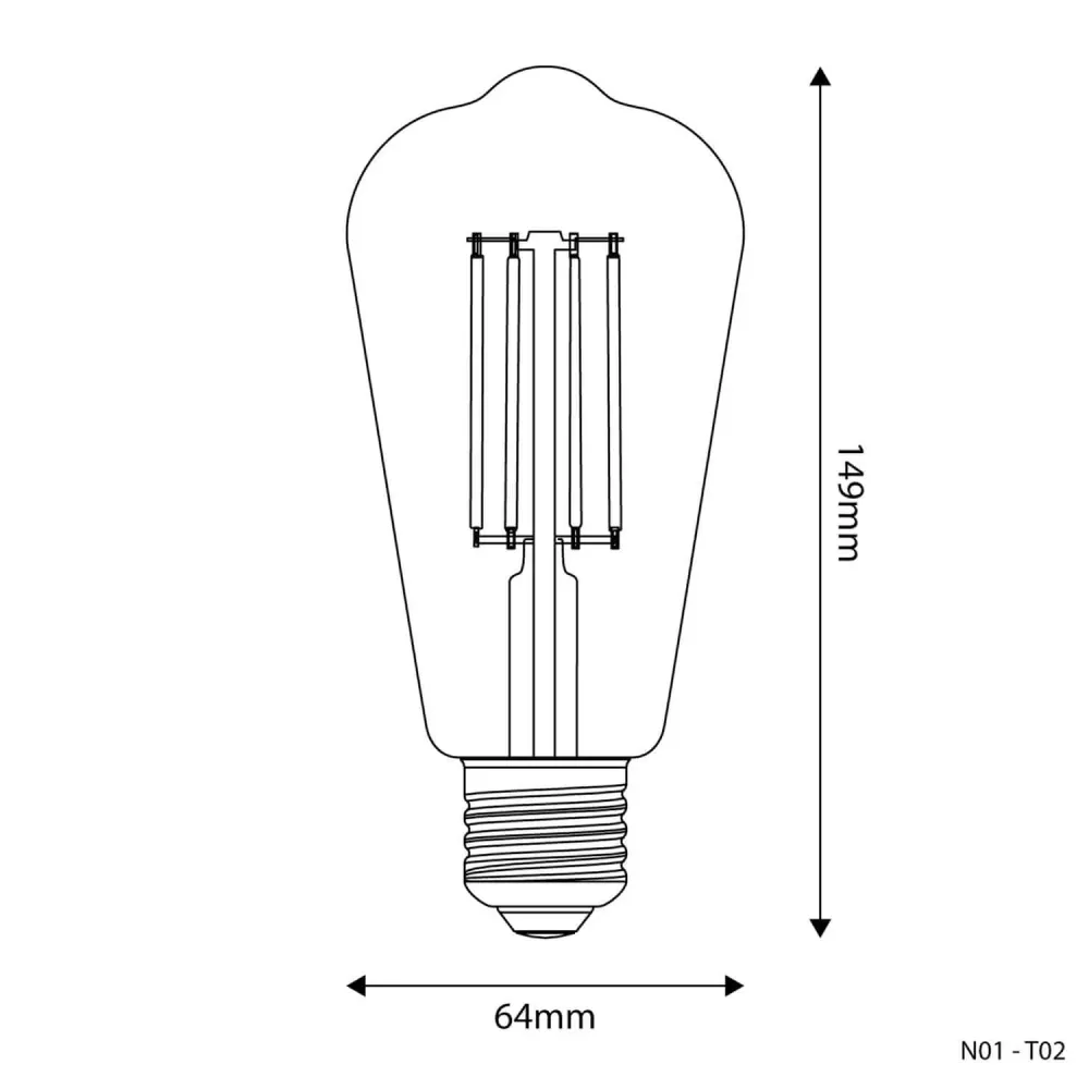 Lâmpada LED Transparente Edison ST64 7W 806Lm E27 2700K Regulável - T02