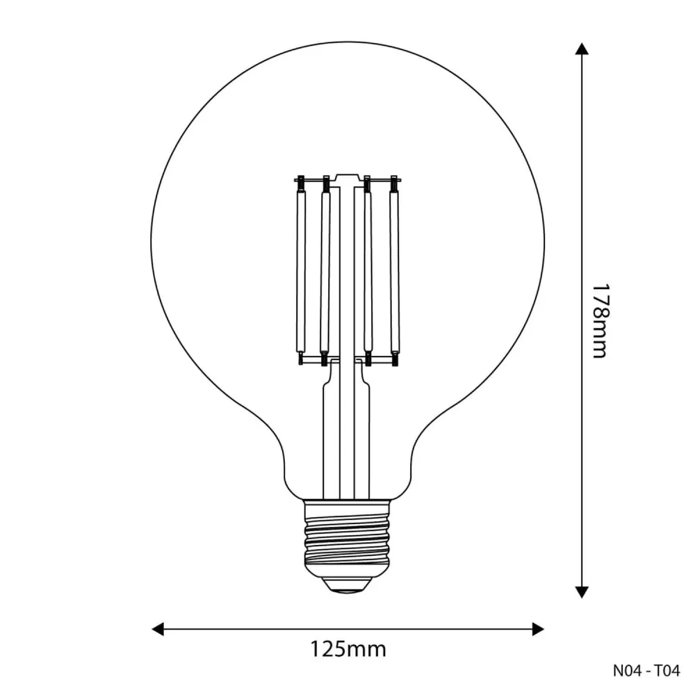 Lâmpada LED Transparente Globo G125 7W 806Lm E27 2700K Regulável - T04
