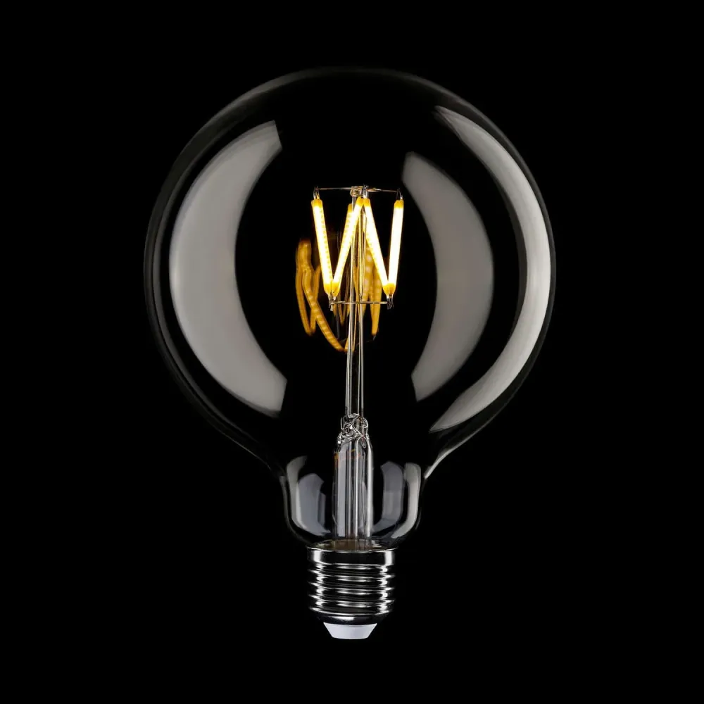 Lâmpada LED Transparente Linha 5V filamento curto Globo G125 1,3W 110Lm E27 2500K Regulável - B04