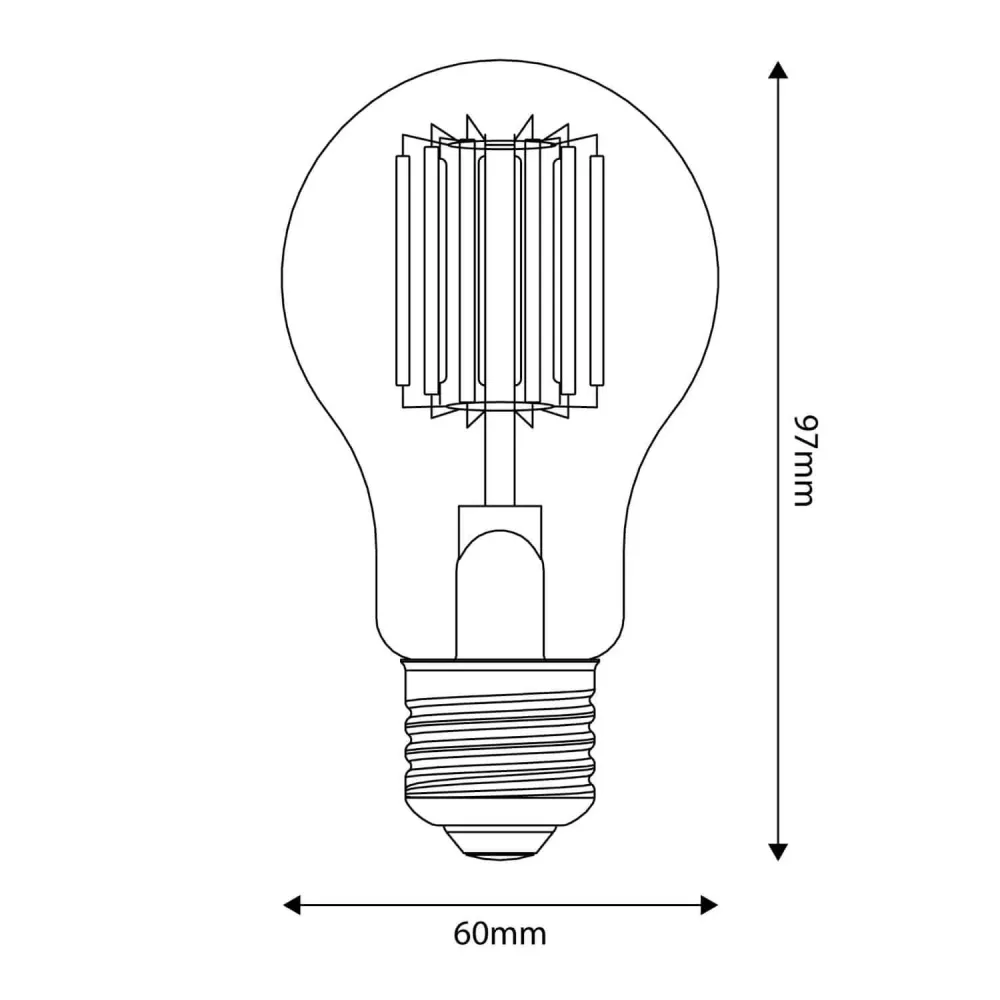 Lâmpada LED Transparente Linha 5V filamento vertical Gota A60 1,7W 150Lm E27 2500K Regulável - B03