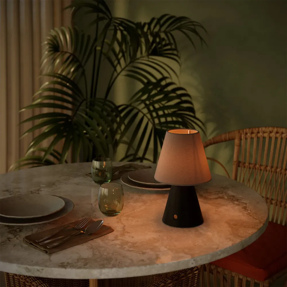 Mini abajur Impero com encaixe E27 para lâmpada de mesa ou aplique - Tecido cinzento