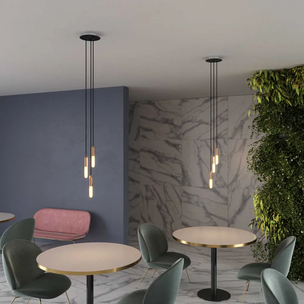 P-Light, kit casquilho E14 em metal com prensa-cabos embutido - Cobre