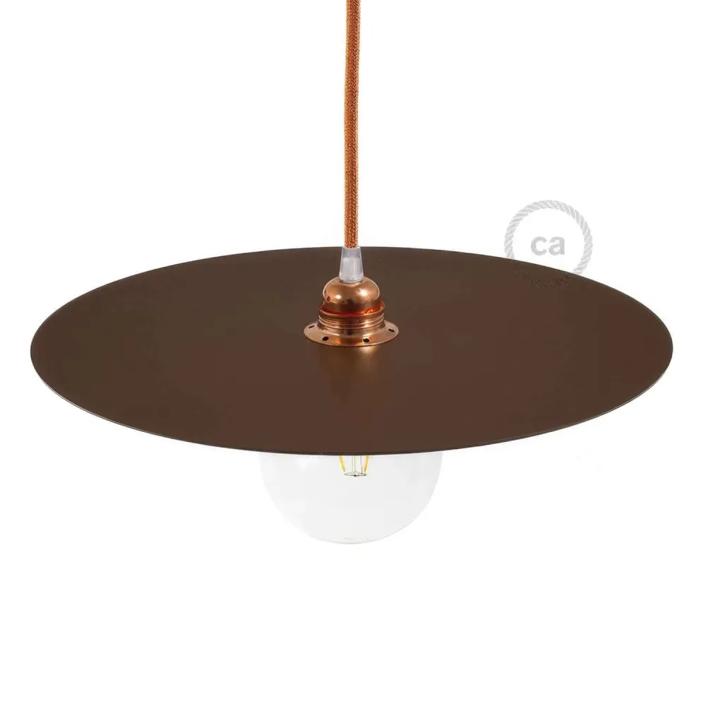 Prato Ellepì oversize em ferro pintado para candeeiros de suspensão, diâmetro 40 cm - Fabricado em Itália - Efeito corten