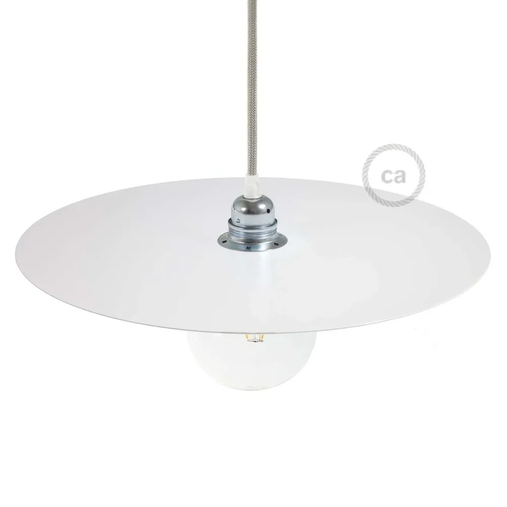 Prato Ellepì oversize em ferro pintado para candeeiros suspensos, diâmetro 40 cm - Fabricado em Itália - Branco