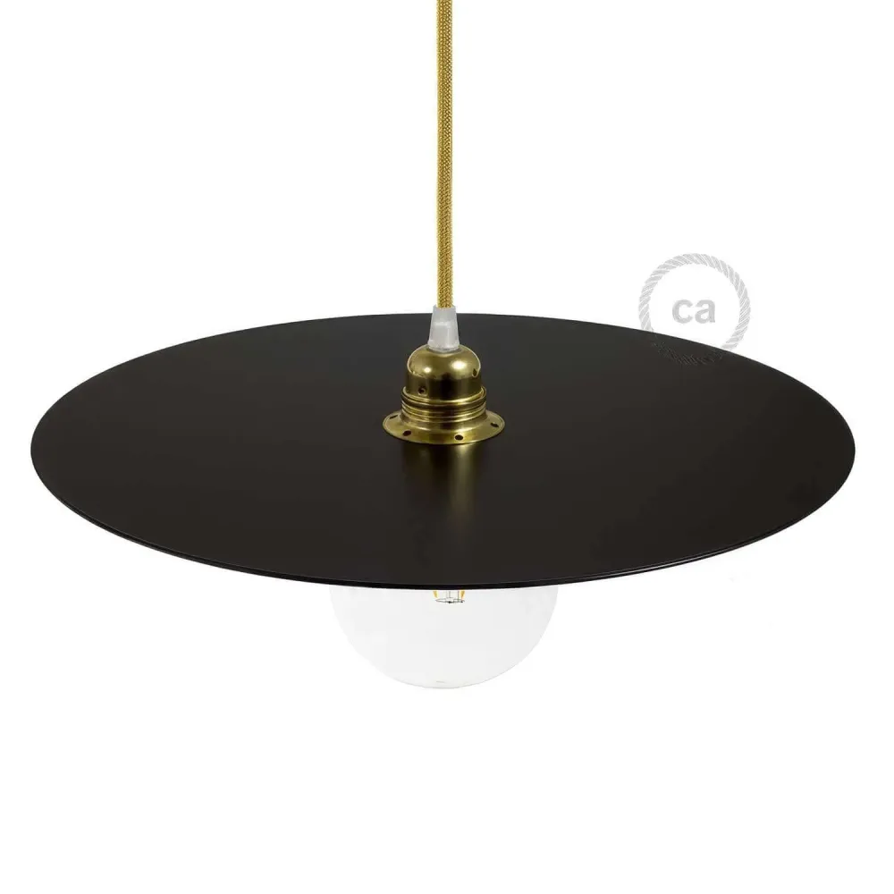 Prato Ellepì oversize em ferro pintado para candeeiros suspensos, diâmetro 40 cm - Made Italy - Preto