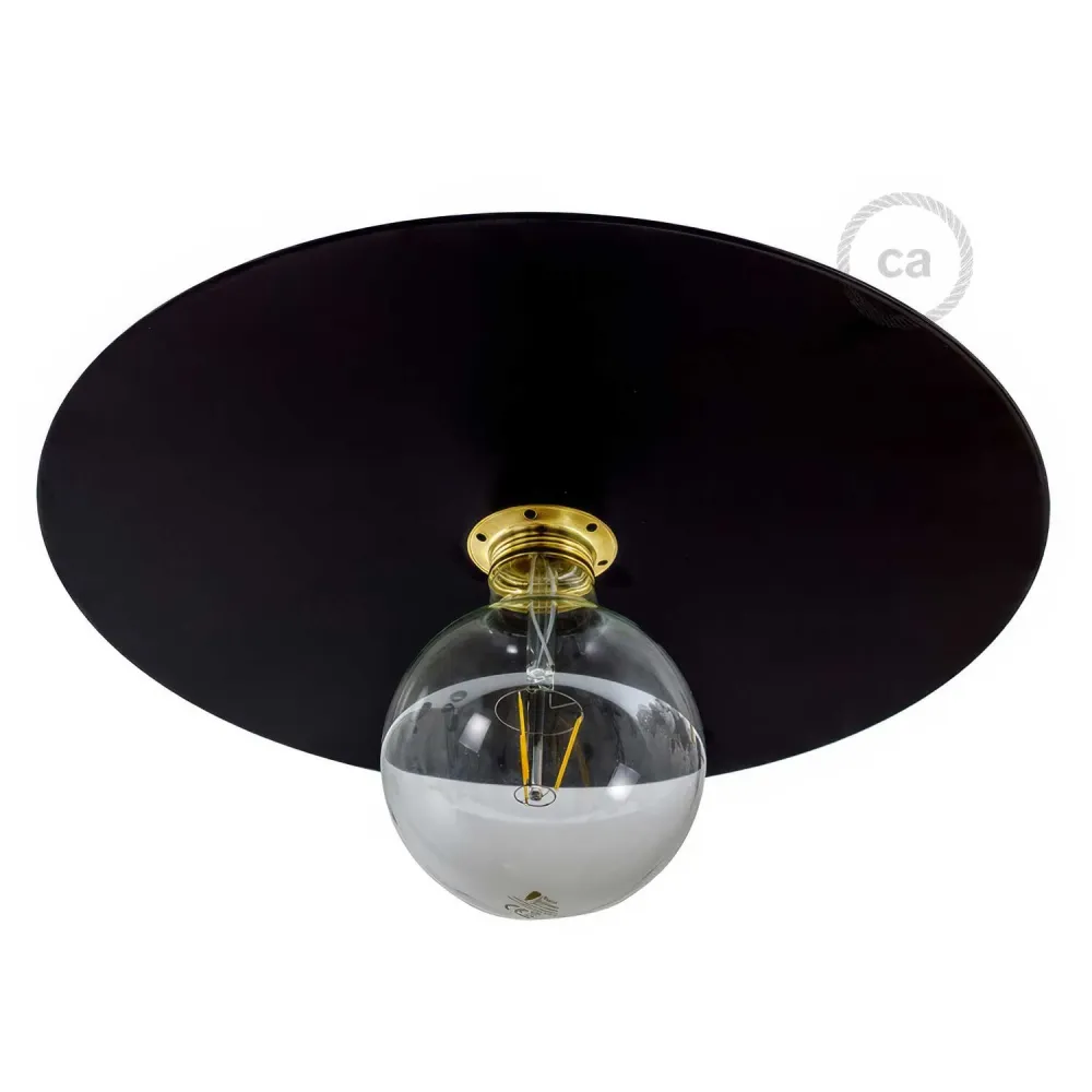 Prato Ellepì oversize em ferro pintado para candeeiros suspensos, diâmetro 40 cm - Made Italy - Preto
