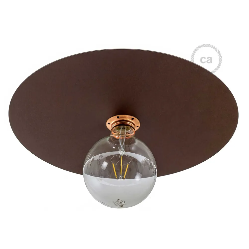 Prato Ellepì oversize em ferro pintado para candeeiros de suspensão, diâmetro 40 cm - Fabricado em Itália - Efeito corten