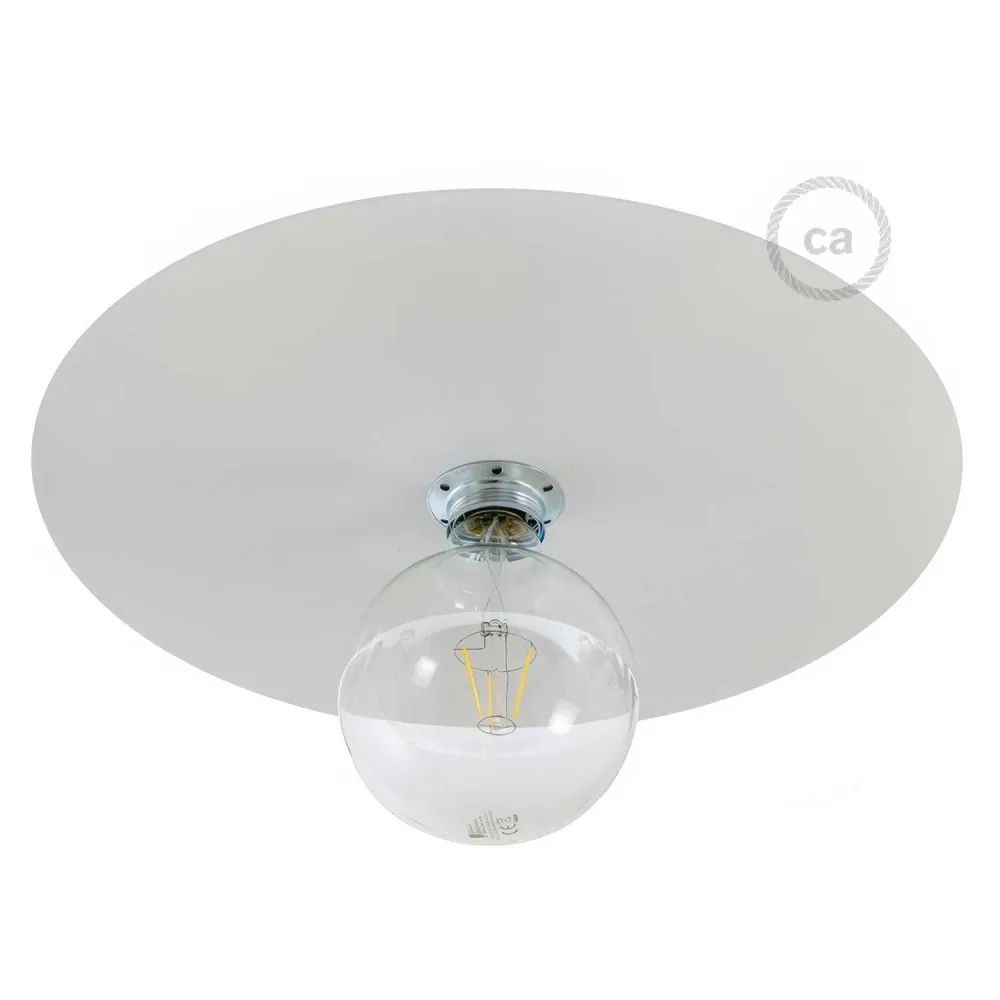 Prato Ellepì oversize em ferro pintado para candeeiros suspensos, diâmetro 40 cm - Fabricado em Itália - Branco