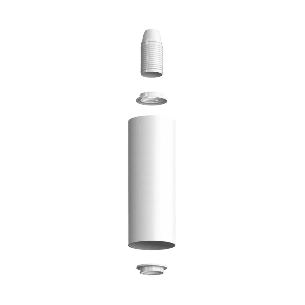 Tub-E12, tubo projetor com casquilho E12 de dupla anilha - Branco fosco