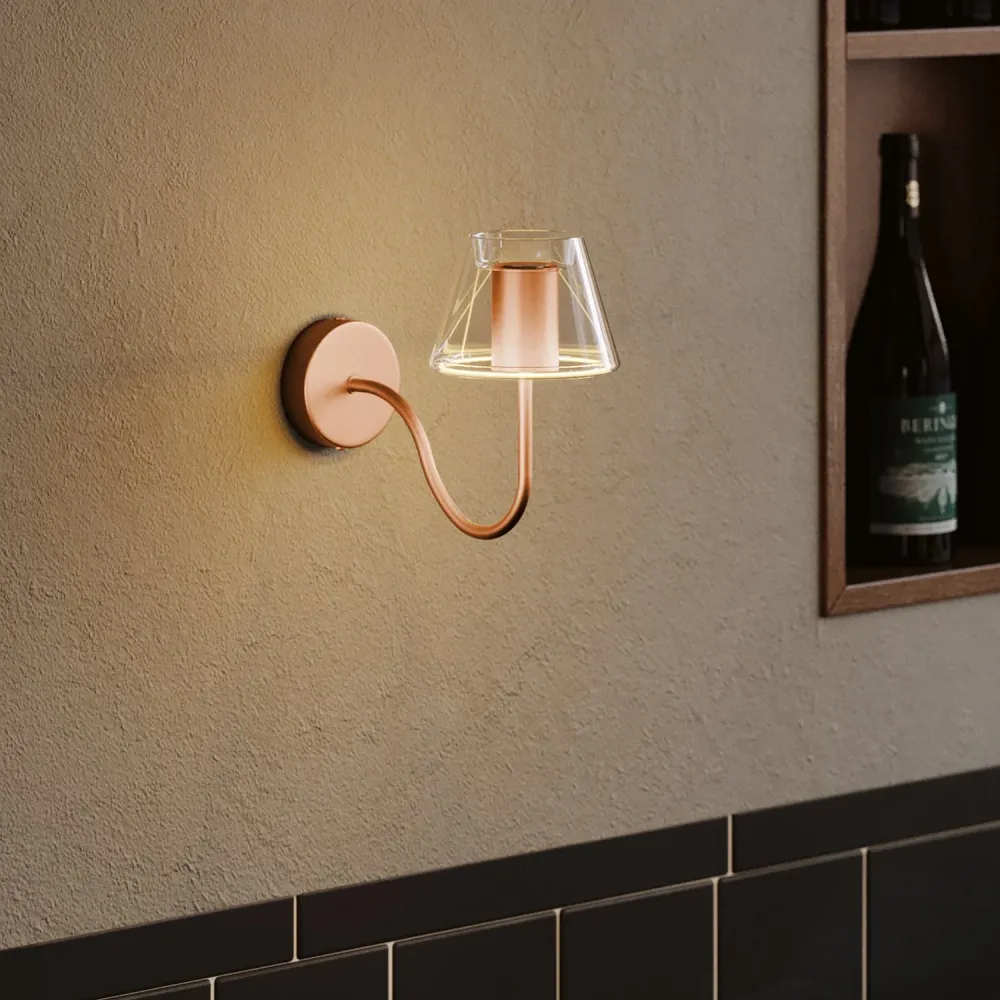 Tubo curvo de extensão em S para lâmpada, 16,5 cm em metal - Cobre acetinado