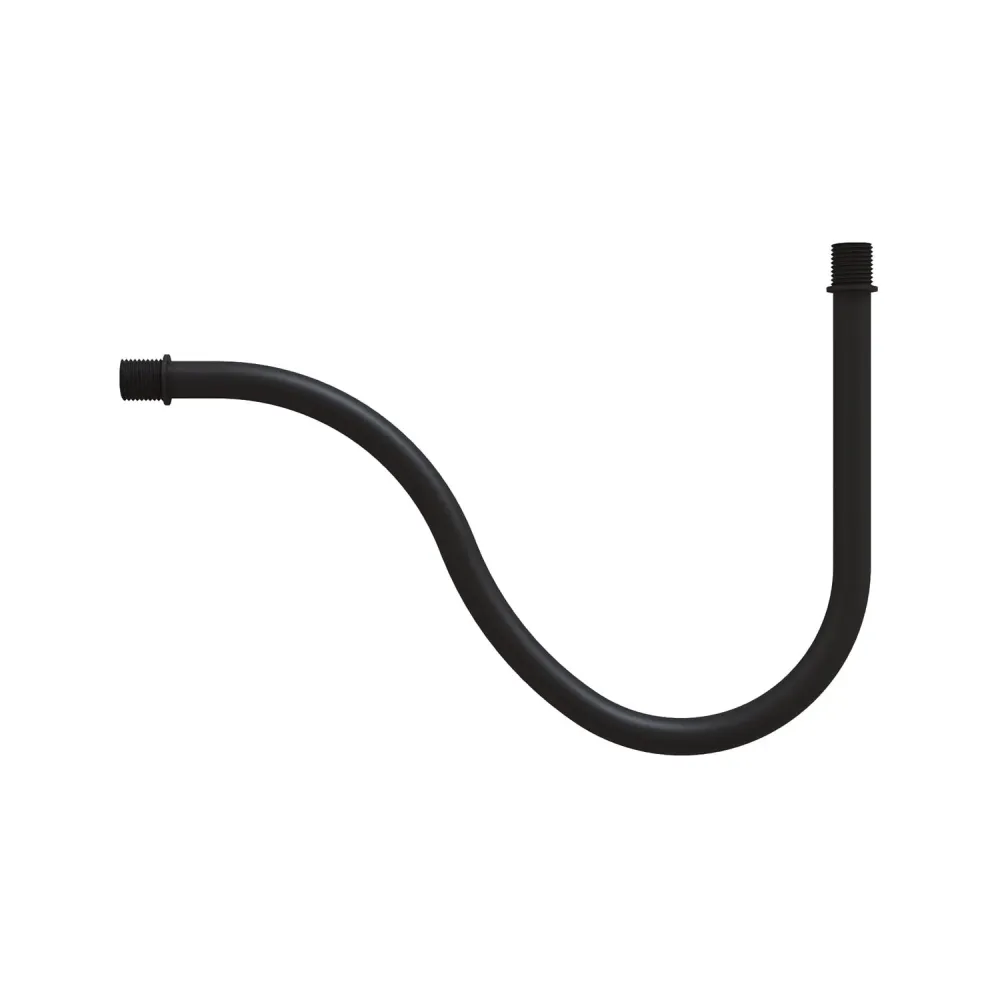 Tubo curvo de extensão em S para lâmpada, 16,5 cm em metal – Preto
