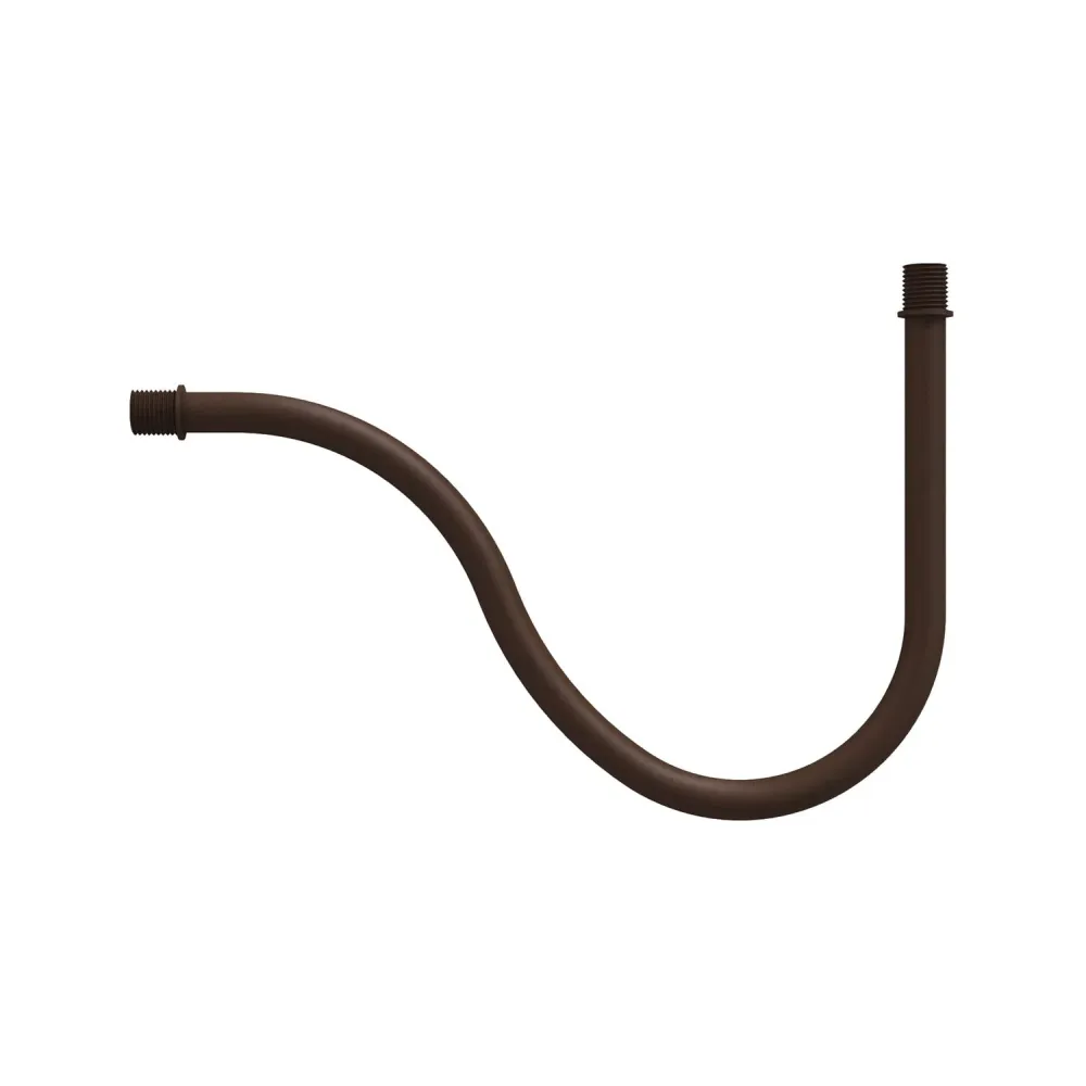 Tubo curvo de extensão em S para luminária, 16,5 cm em metal - Ferrugem escura pintada