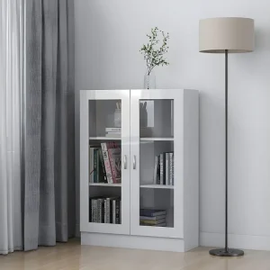 Armário vitrine 82,5x30,5x115 cm contraplacado branco resplandecente