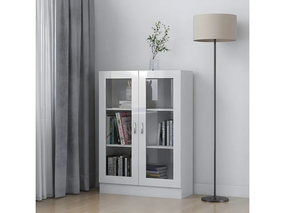 Armário vitrine 82,5x30,5x115 cm contraplacado branco resplandecente