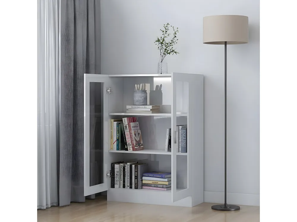 Armário vitrine 82,5x30,5x115 cm contraplacado branco resplandecente