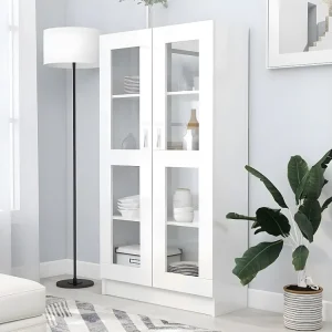 Armário vitrine 82,5x30,5x150 cm contraplacado branco radiante