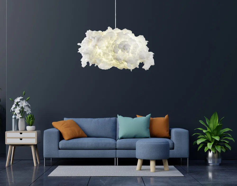 Design de suspensões nuvem 1 lâmpada Cirrus L60cm Algodão Branco