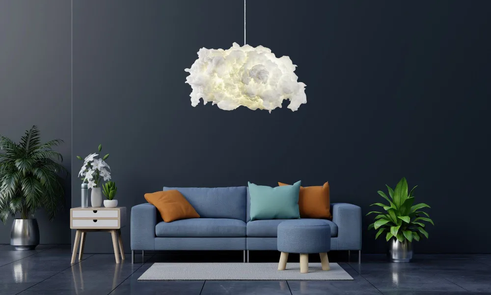 Design de suspensões nuvem 1 lâmpada Cirrus L60cm Algodão Branco