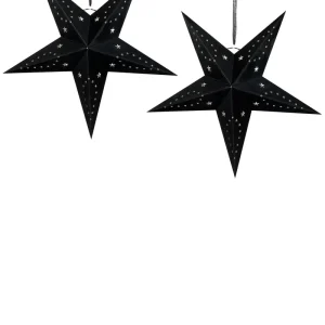Set 2 LED Hanging Veludo Paper Stars 60 cm Black MOTTI
