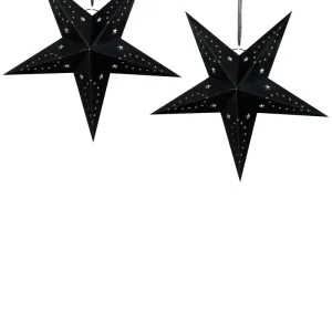 Set 2 LED Hanging Veludo Paper Stars 60 cm Black MOTTI