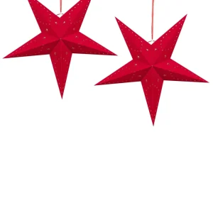 Set 2 LED Hanging Velvet Paper Stars 60 cm Vinho MOTTI