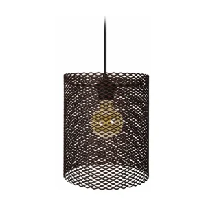 Suspensão TOSEL ADONIS metálico cilindro castanho D19,5 x H85 cm