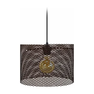 Suspensão TOSEL ADONIS metálico cilindro castanho D30 x H80 cm