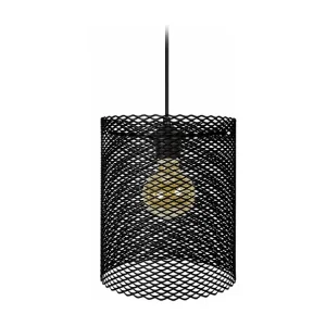 Suspensão TOSEL ADONIS metálico cilindro preto D19,5 x H85 cm