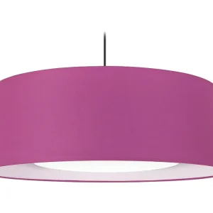 Suspensão TOSEL ALFENA TAMBOUR C tecido cilindro branco roxo D60 x H85 cm