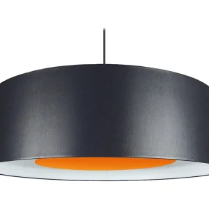 Suspensão TOSEL ALFENA TAMBOUR C tecido cilindro laranja preto D60 x H85 cm
