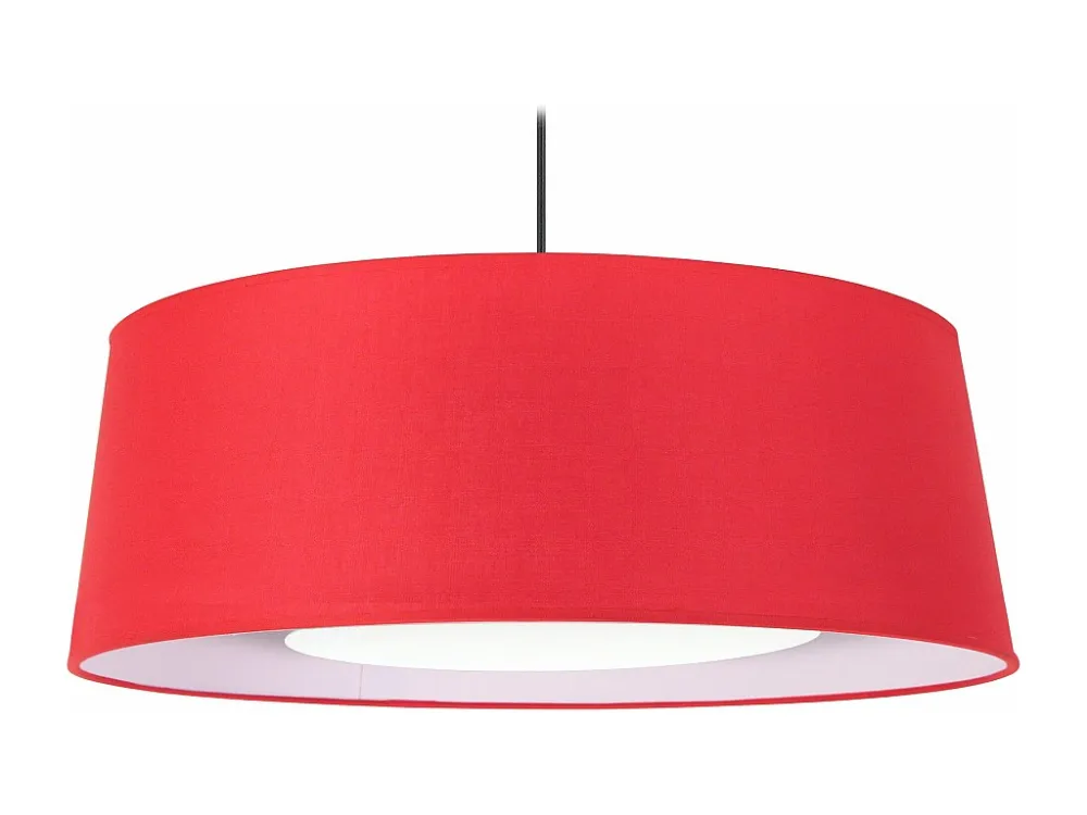 Suspensão TOSEL ALFENA TAMBOUR C tecido cilindro vermelho branco D60 x H85 cm