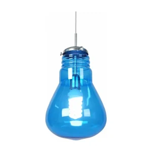 Suspensão TOSEL AMPOULES vidro abaulado azul D28 x H88 cm