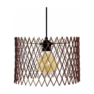 Suspensão TOSEL ASTER metálico cilindro castanho D30 x H80 cm