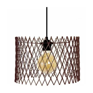 Suspensão TOSEL ASTER metálico cilindro castanho D19,5 x H85 cm